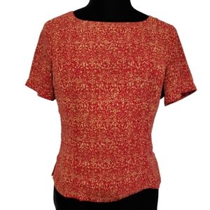 Mary Kay by Linda Gunnerson for AB Apparel Red and Gold Ikat Print Lined Top 10